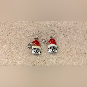 Festive Cat Earrings with Santa Hats
